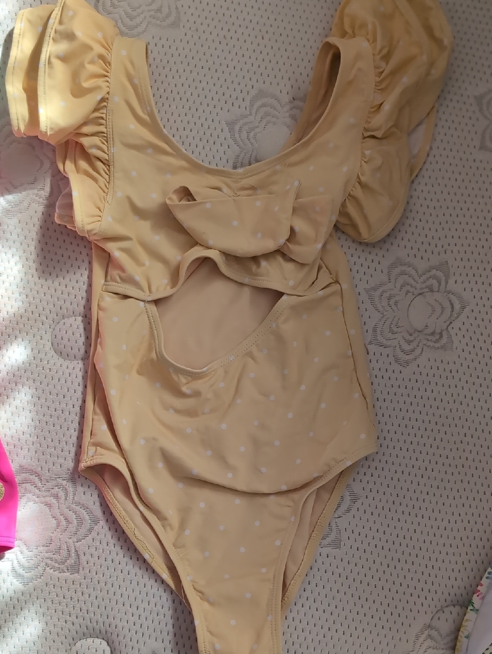 Habitual Yellow Polka Dot Ruffle One-Piece Swimsuit for Kids